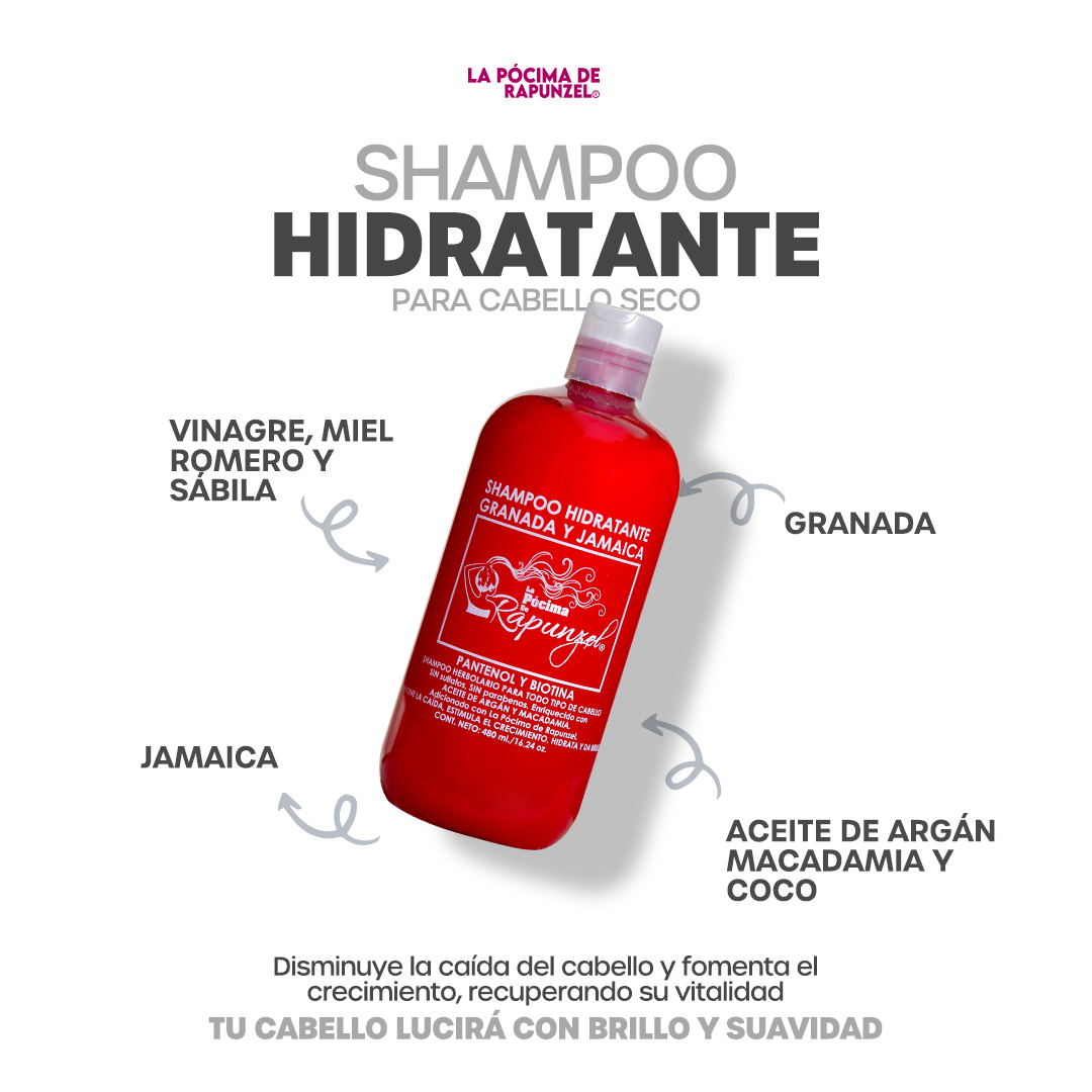 KIT SHAMPOO HIDRATANTE anti-caída p/cabello seco y loción herbolaria p/crecimiento