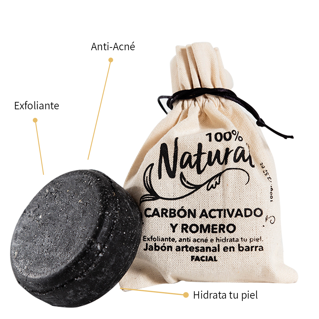 Jabón Facial de Carbón Activado y Romero