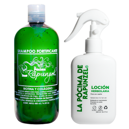 KIT SHAMPOO FORTIFICANTE anti-caída p/cabello normal y loción herbolaria p/crecimiento