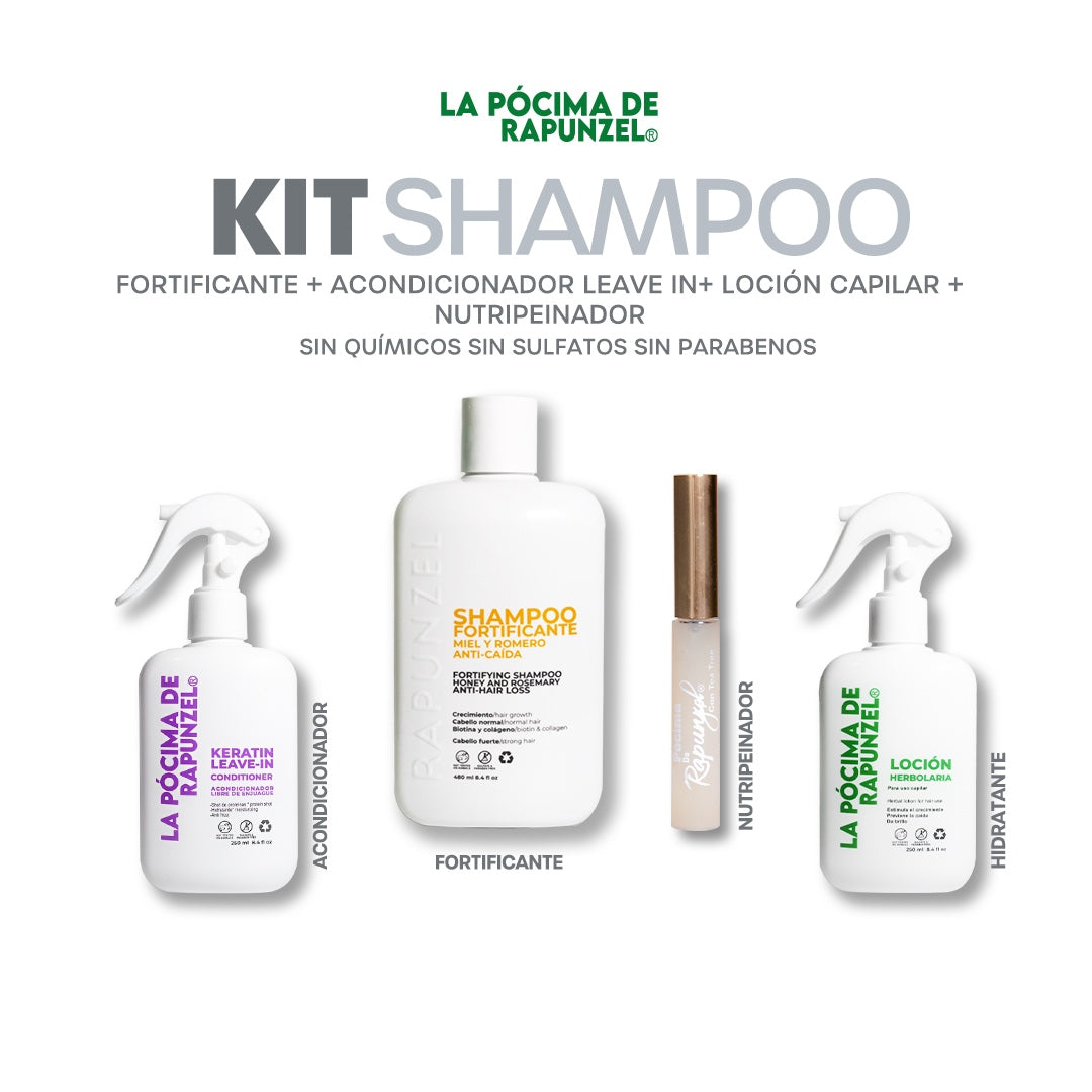 KIT SHAMPOO FORTIFICANTE anti-caída p/cabello normal +Acondicionador Leave-in y Suero para crecimiento de pestañas