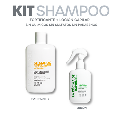 KIT SHAMPOO FORTIFICANTE anti-caída p/cabello normal y loción herbolaria p/crecimiento