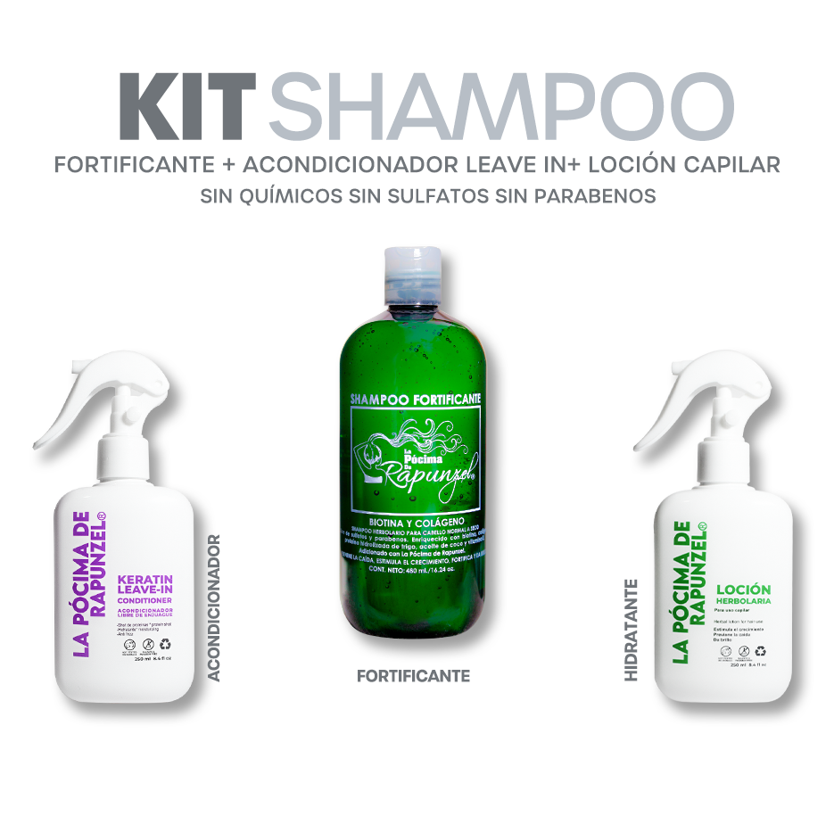 KIT SHAMPOO FORTIFICANTE anti-caída p/cabello normal + acondicionador leave-in