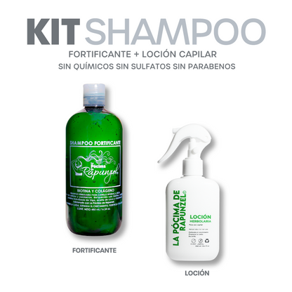 KIT SHAMPOO FORTIFICANTE anti-caída p/cabello normal y loción herbolaria p/crecimiento