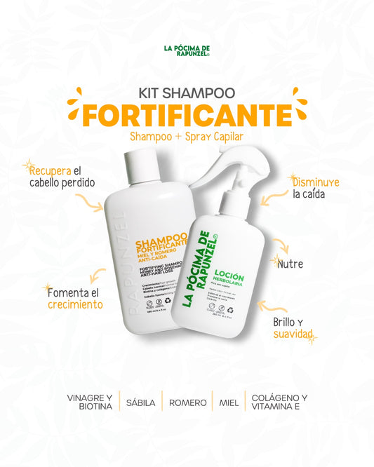 KIT SHAMPOO FORTIFICANTE anti-caída p/cabello normal y loción herbolaria p/crecimiento