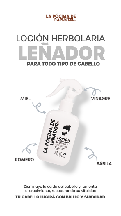 KIT CLÁSICO LEÑADOR CABALLERO loción herbolaria anti-caída para mezclar con shampoo