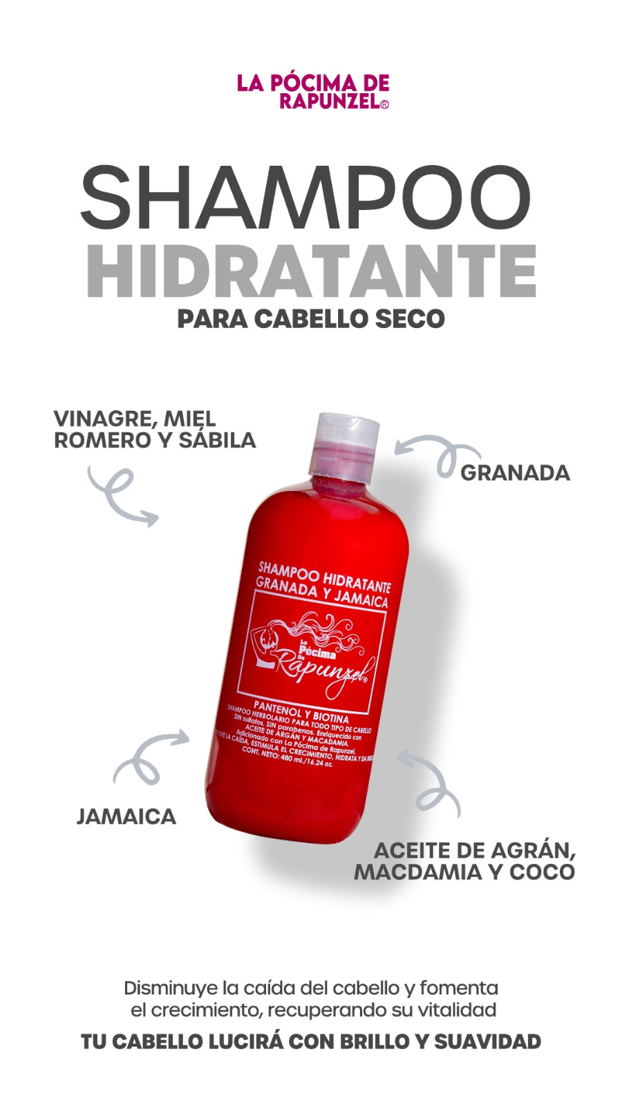 SHAMPOO HIDRATANTE anti-caída p/cabello seco