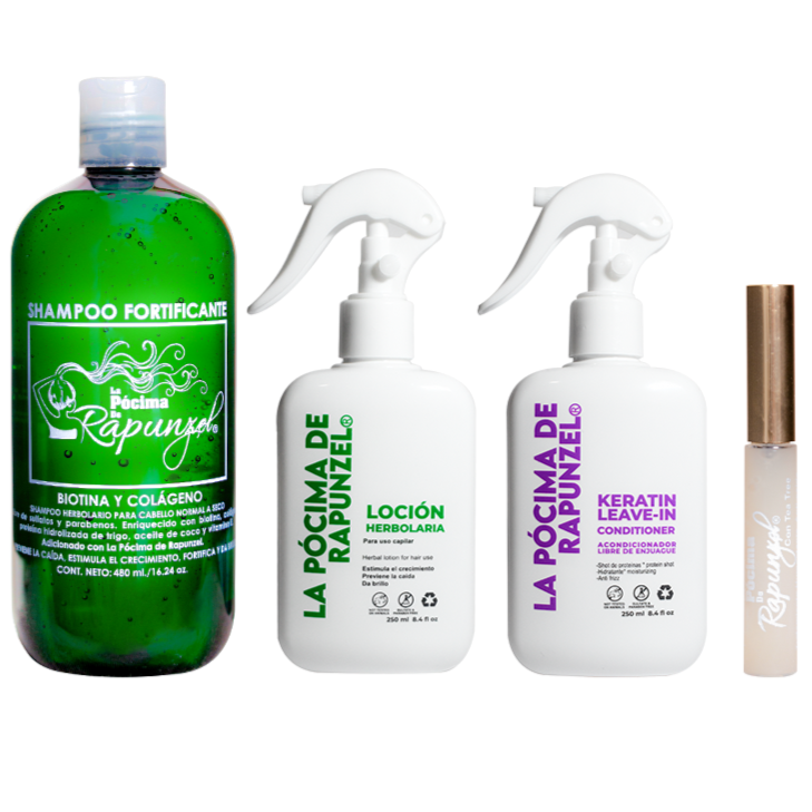 KIT SHAMPOO FORTIFICANTE anti-caída p/cabello normal +Acondicionador Leave-in y Suero para crecimiento de pestañas