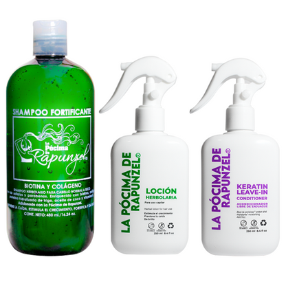 KIT SHAMPOO FORTIFICANTE anti-caída p/cabello normal + acondicionador leave-in