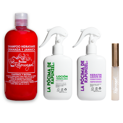 KIT SHAMPOO HIDRATANTE anti-caída p/cabello seco + Acondicionador Leave-in y Suero para crecimiento de pestaña