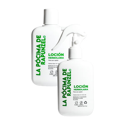 KIT CLÁSICO RAPUNZEL loción herbolaria anti-caída para mezclar con shampoo + Nutripeinador