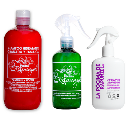 KIT SHAMPOO HIDRATANTE anti-caída p/cabello seco + acondicionador leave-in